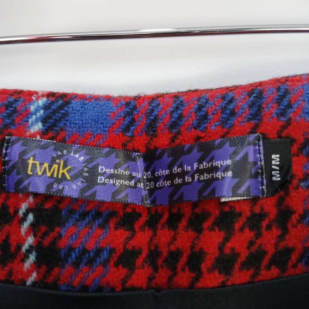 Red Plaid Mini Skirt Women Medium Twik Simons Zip Front Punk Preppy - Picture 3 of 8